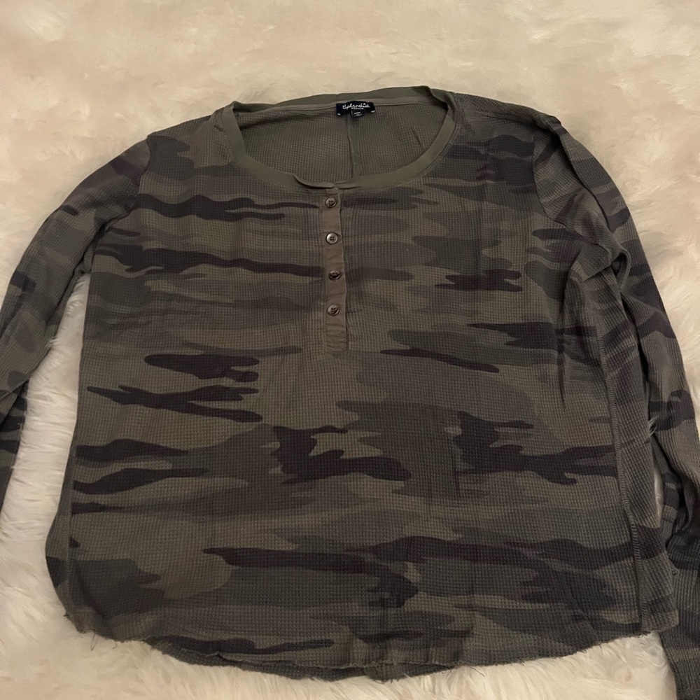 Splendid Olive Waffle Knit Top